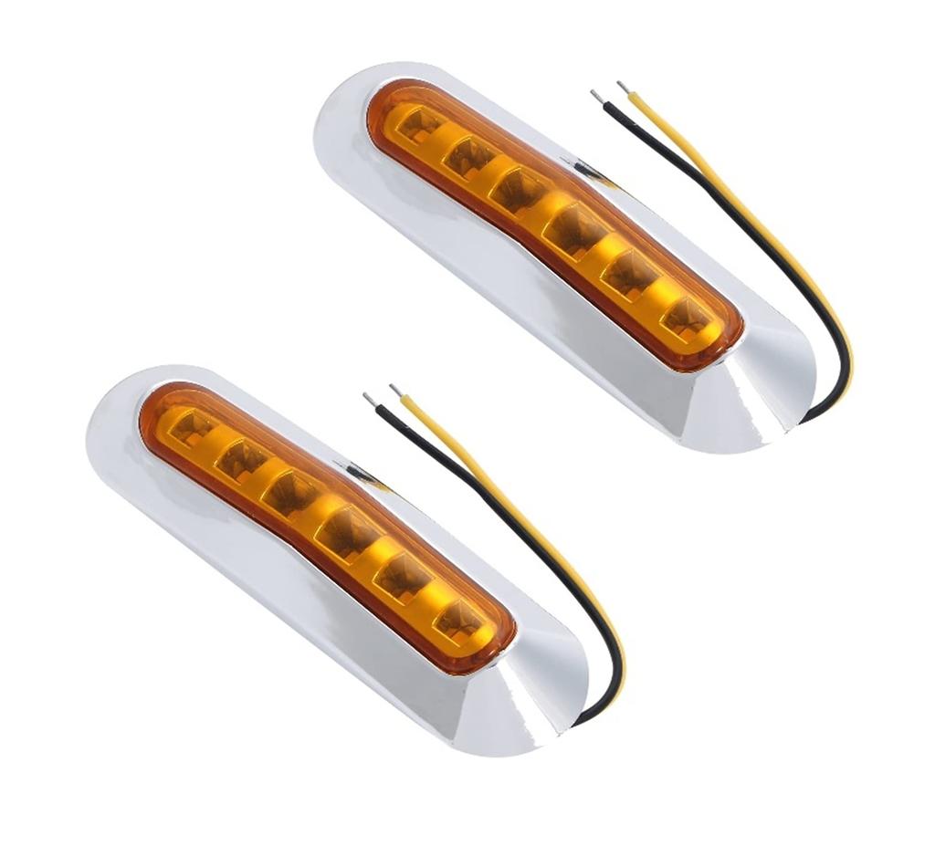 Габаритный фонарь, Желтый светодиод, -24В, Боковой фонарь грузовика, Плечевой фонарь, 6 рядов светящихся элементов, Хромированный