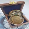 Handmade Brass Compass with Poem | Antique Nautical Compass 7 Cm with Wooden Box