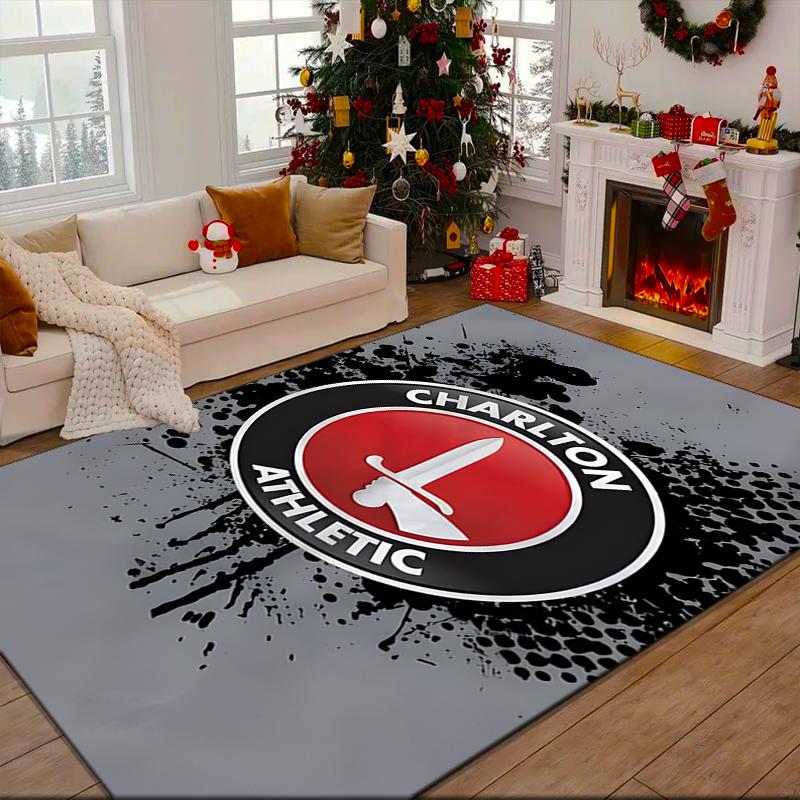 1PC Football Charlton-Athletic Crest Rug Game Carpet, Floor Mat for Bedroom Living Room Entryway Rug, Home Decor Idea Gift for Christmas birthday
