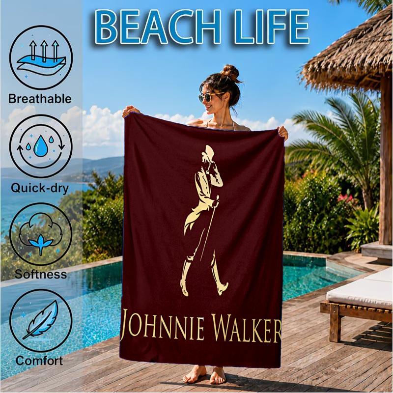 Johnnie Walker Beach Towel, Quick-drying, Easy to Care for, Suitable for Both Fitness and Beach Vacations,Sports Essential
