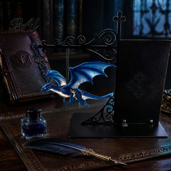 Dragon Statue for Desk Magical Flying Bookshelf Lamp, Warm Hanging Night Light, Fantasy Room Decor Reading Nook Decor, Unique Gift Lovers Book Readers