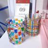 European-Style Coulorful Lines Hand-Painted Lines Woven Crystal Glass Stained Glass Juice Cup Whiskey Glass Personalise Gift