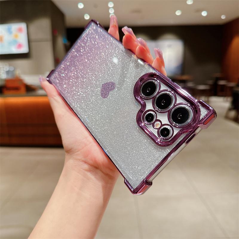 Прекрасный чехол из ТПУ с сердечком для Samsung Galaxy S24 Ultra S23 FE A55 A35 A25 A15 A54 A34, блестящий чехол для телефона для iPhone 15 Pro Max 14 Plus 13 12