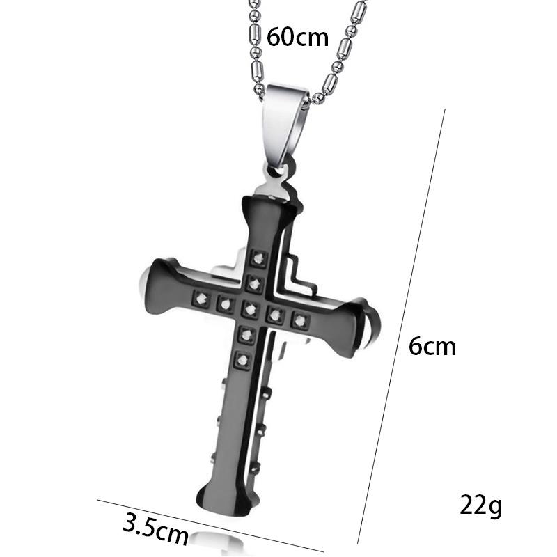 2024 Dark Knight Men's Diamond Cross Necklace