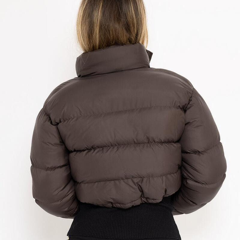 Зимние теплые куртки с воротником-стойкой и длинными рукавами на молнии, короткие хлопковые стеганые куртки