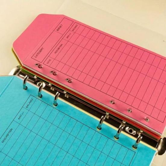 1 Set 12 Colors Budget Envelope Binder, Cash Organizer Envelopes for Budgeting, A6 6-Ring Money Planner Envelope Binder for Cash Saving