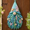Holiday Theme Crochet Project DIY Gnome Door Hanger Kit, 3D Faceless Wall Yarn Craft Set with Tools Hanging Set, Complete Starter Kit for Beginners
