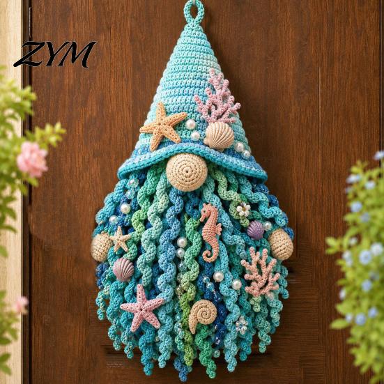 Holiday Theme Crochet Project DIY Gnome Door Hanger Kit, 3D Faceless Wall Yarn Craft Set with Tools Hanging Set, Complete Starter Kit for Beginners