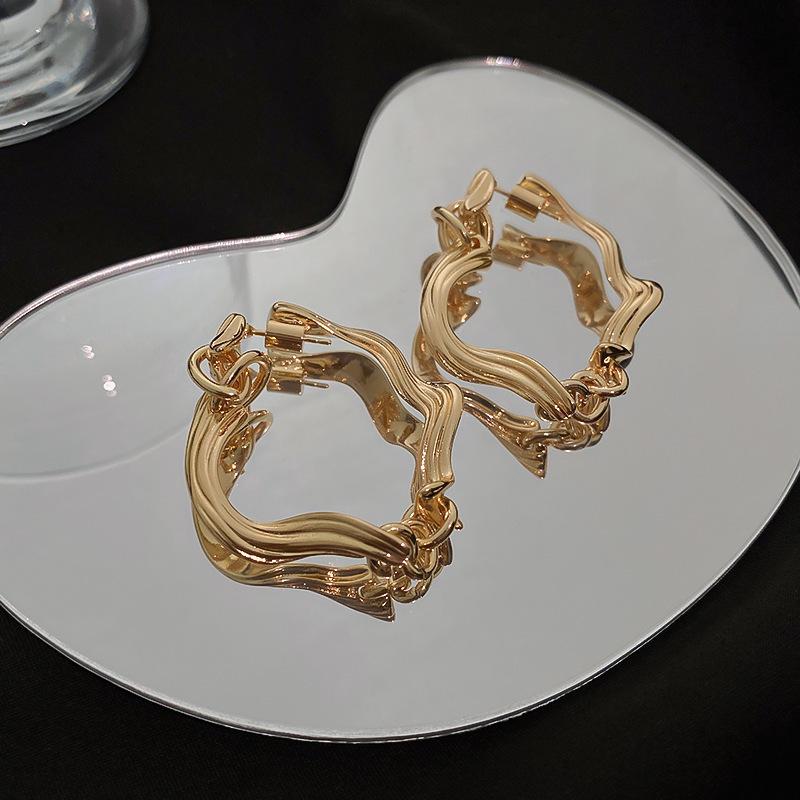 Серьги-кольца из золота с измельченным серебряным цирконом серьги Европейский и американский дизайн серег нишевые