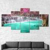 Beautiful Waterfall Scenery Painting 5 Piece Five Panel Canvas Print Modern Wall Art Poster Home Decor Gift For Him For Her