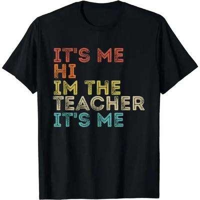 Groovy It's Me Привет, я учитель, это я, забавная футболка для учителя, уличная футболка с коротким рукавом, винтажная футболка для подарка учителям