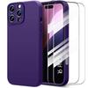 Case for iPhone 16 Pro - Slim Liquid Silicone Protection Dark Purple + 2 Tempered Glasses