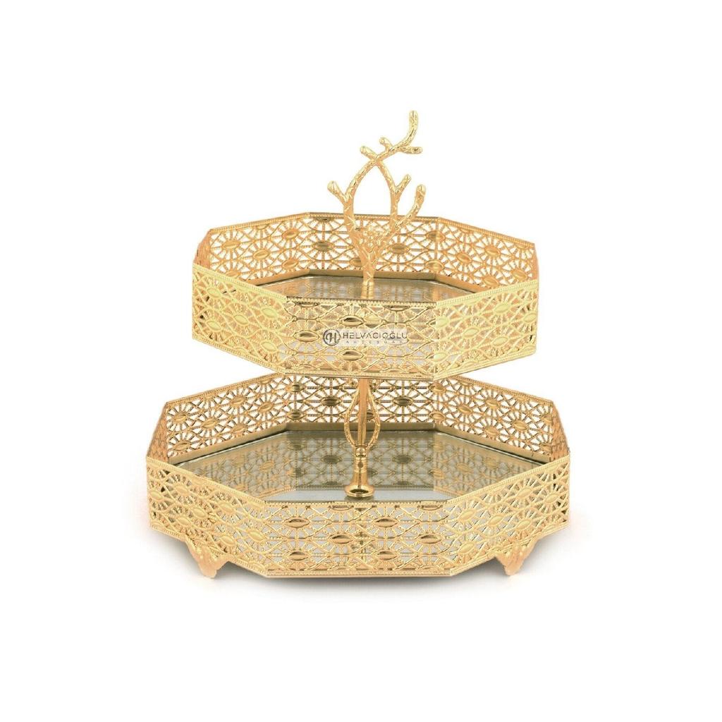 27 Pattern 2-storey Honeycomb Cookie (20-25 Cm) Gold