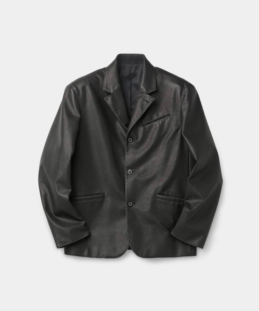 COOR Washed Faux Leather Blazer (Washed Black)