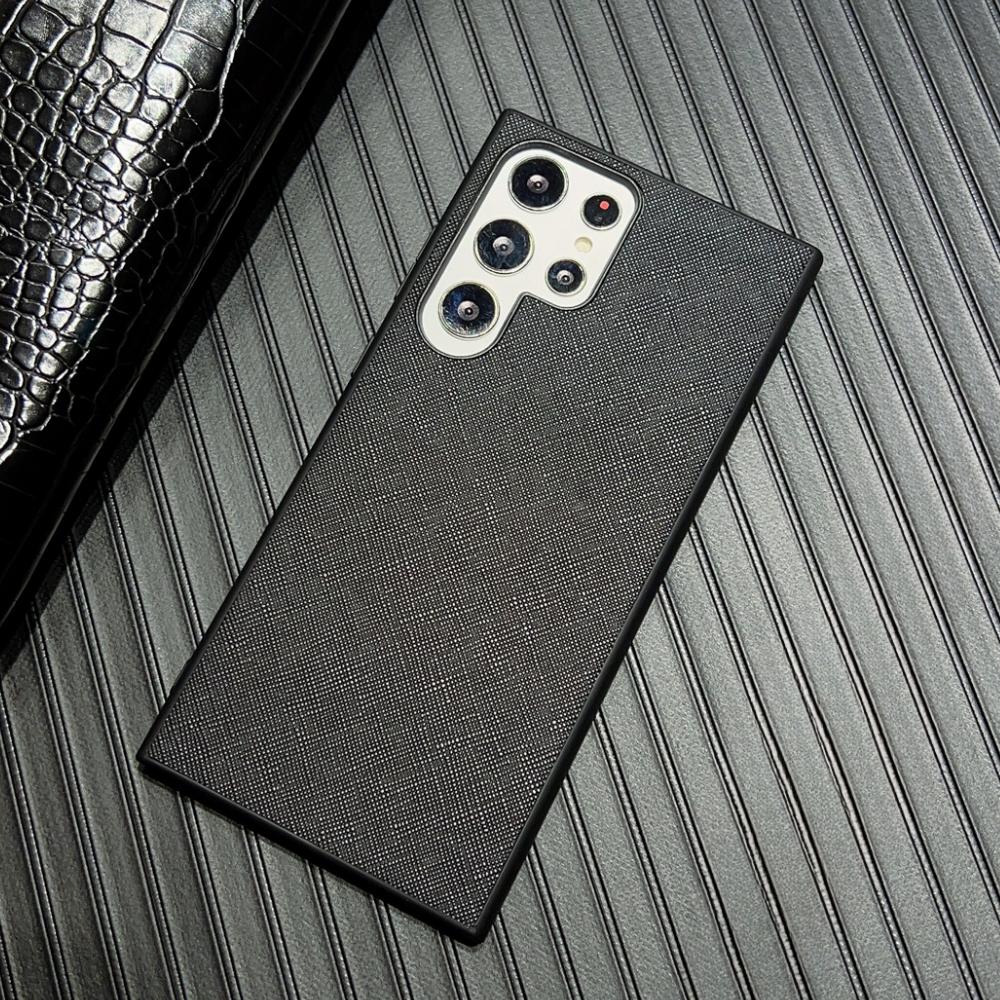 Роскошный кожаный чехол для телефона с леопардовым узором из крокодиловой кожи и углеродным волокном для Samsung GalaxyS22 Ultra S23 S24 Plus, черная задняя панель, чехол для Huawei Mate60 RS Pura70 Pro