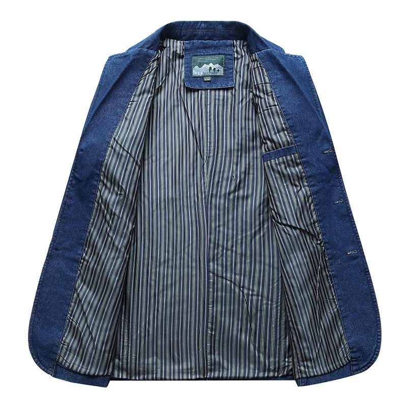 Loose Youth Solid Color Clothes Men'S Casual Three -Button Denim Blazer Plus Size
