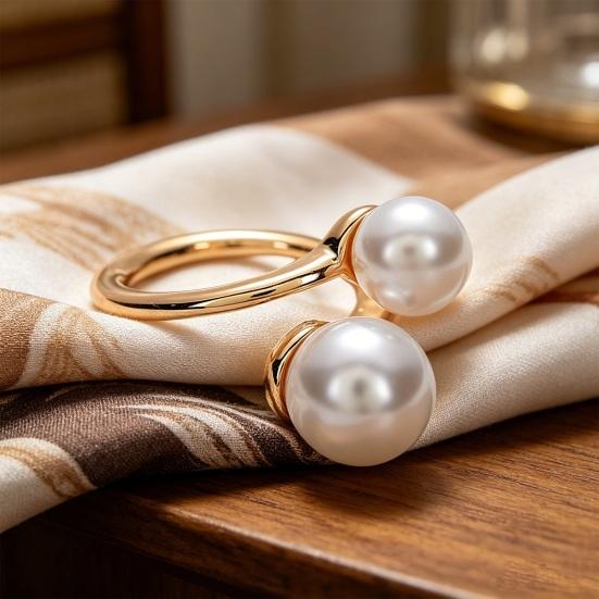 Faux Pearl Neckerchief Ring, Women Metal Scarf Holder, Elegant Silk Scarf Ring Clip, Fashion Clothes Ring Wrap Holder for Shirts T-Shirts Shawl