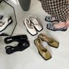 Summer Closed Toe Back Empty Flat Sandals Soft Bottom Solid Color Personalized 2024 High-Profile Figure Casual Fashion Non-Collision Shoes