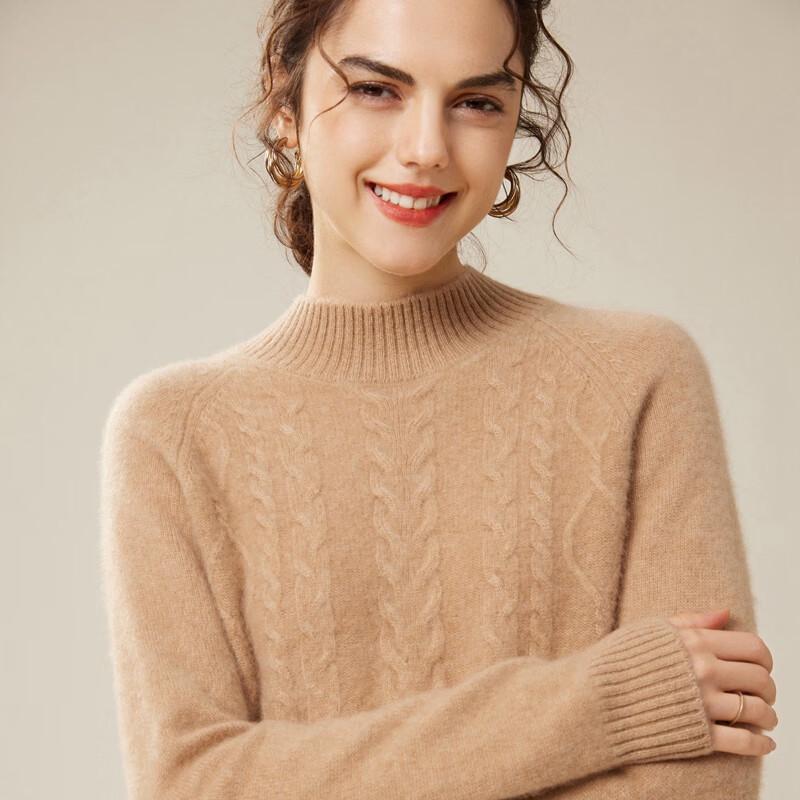 Fanzhen Women's 100% Cashmere High-Neck Sweater