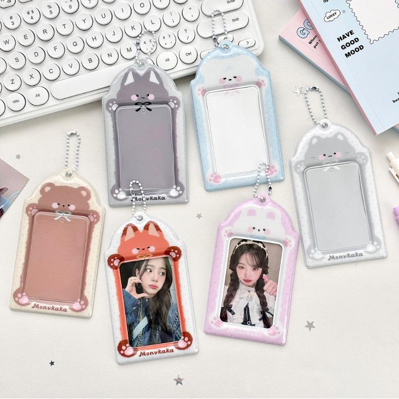 MINKYS Милый Животный 3-дюймовый K-pop Держатель для Фотокарточек Держатель для Фотокарточек Автобусной Карты Сумка Подвеска Back To School Канцелярские Товары
