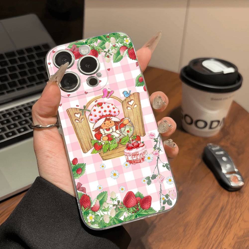 Чехол для телефона 'Девочка с клубничным тортом' S для IPhone 11 12 13 14 15 16 17 Pro Max Plus Прозрачная задняя крышка