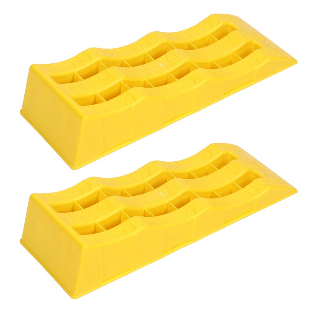 1 Pair RV Leveling Ramps 3 Stage Yellow Trailer Camper Wheel Chocks for Stabilizing Uneven Ground an