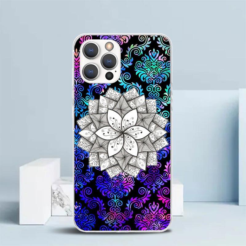 Totem Mandala Colorful Flower Phone Case For IPhone 16 17 Air 16E 15 14 Plus 13 Mini 12 11 Pro Max 7 8 + SE 2020 Soft TPU Back C