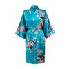 Women's Japanese-style Kimono Pajamas Short-sleeved Women's Printed Peacock Long Nightgown Simulation Silk Bathrobe