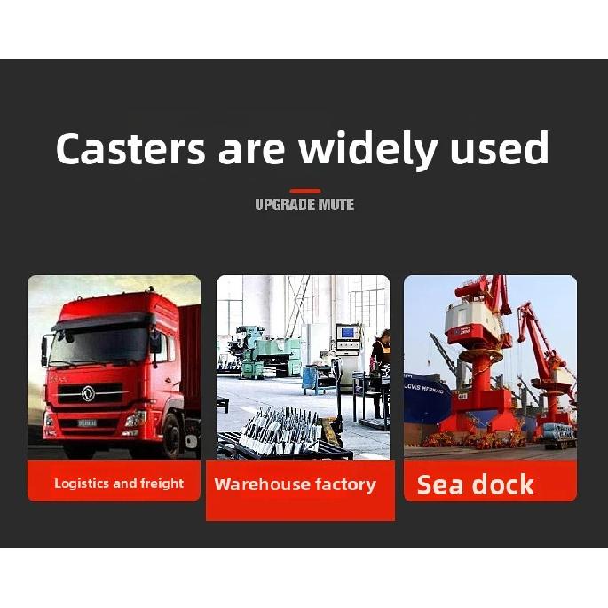 1PCS Universal Soft Rubber Furniture Caster with One-Way Quiet Brake Wheel 3/4/5 Inch for Desk Carts