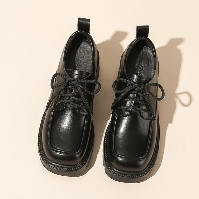 Туфли Mary Jane Small Leather, женские, новые, универсальные, ретро, на толстом каблуке, со шнуровкой, в британском стиле, в стиле колледжа