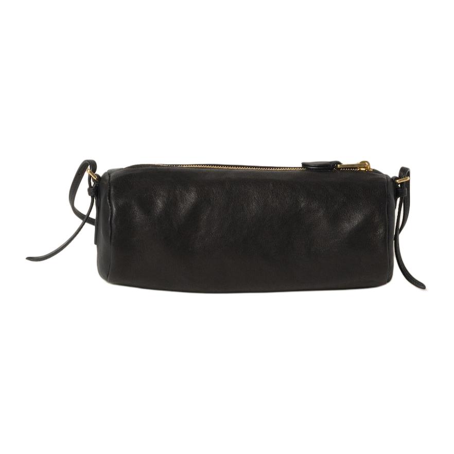 Miu Miu Embossed Letter Logo Zipper Closure Napa Leather Shoulder Crossbody Bag Women bags Black 5NE851_EFX_F0002