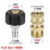 1Set M22-14mm/15mm to 1/4" Pressure Washer Adapter Set Spray Sprinkler Quick Connector Wash Torch Hose Connector Couplers Swivel