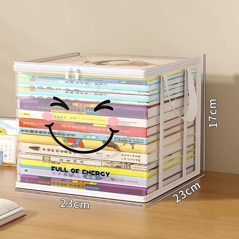 N$ Large Square Storage Box Black/White Frame-Heavy-Duty PVC Transparent Organizer Bin,Multi-Purpose Container