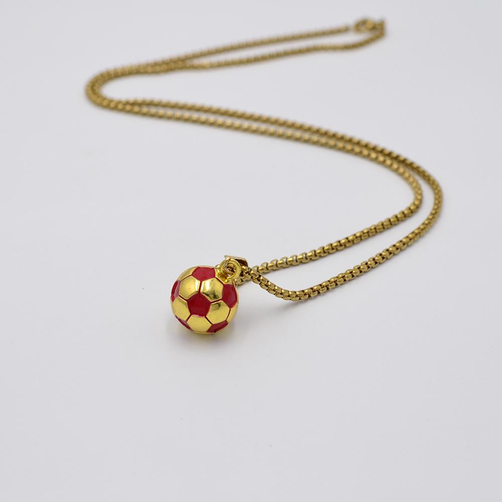 3D золотое ожерелье Чемпионата мира по футболу: Сплавной хип-хоп кулон с дизайном капающего масла – Идеальный подарок для мальчиков.