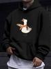American And European Style unisex Autumn Winter Print Hoodie Long Sleeve Sweatshirt, Gentleman Bow Duck Cartoon Hooded Print Sweatshirt, Fun Casual S