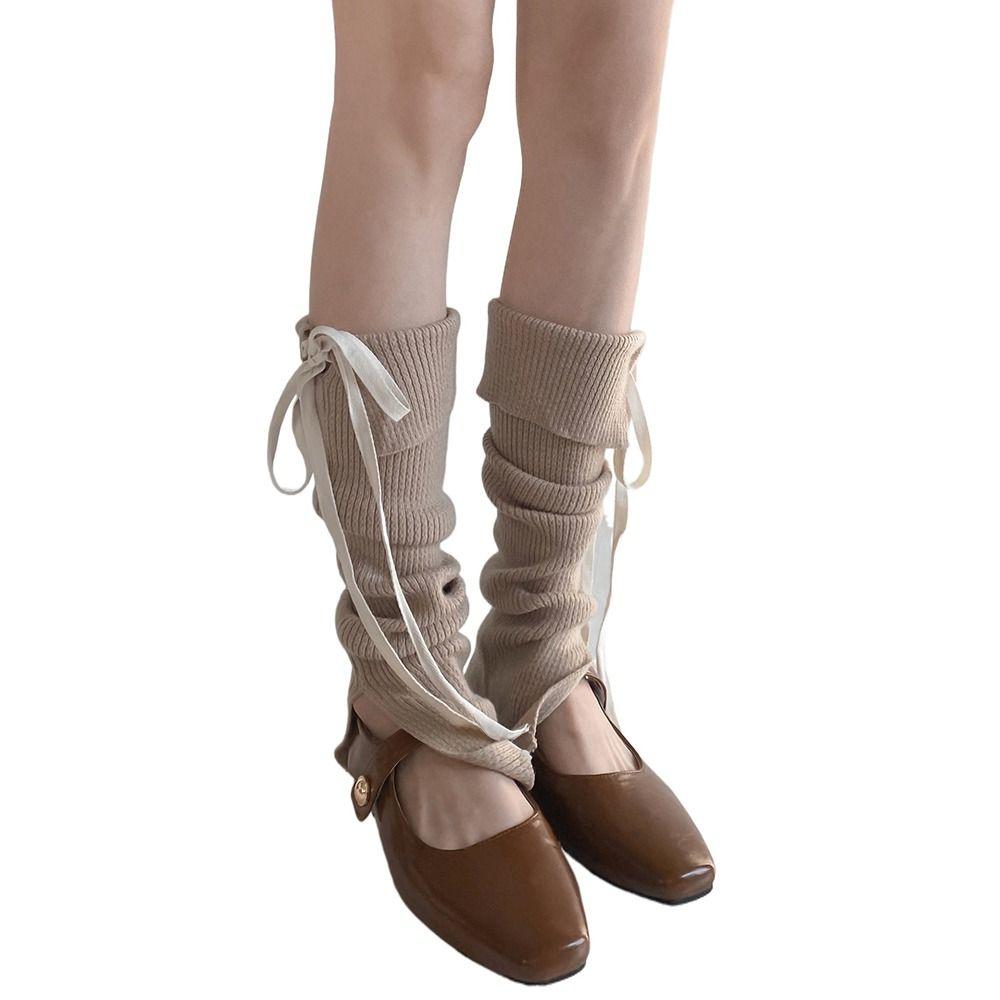 Ribbon Bow Leg Cover Stockings Solid Color Feet Covers New Leg Wraps Socks  Women And Girls
