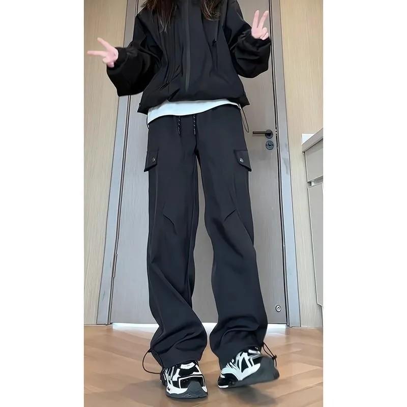 Men's Spring Sports Waterproof Rushing Trousers Design Handsome Straight Loose Casual Work Trousers