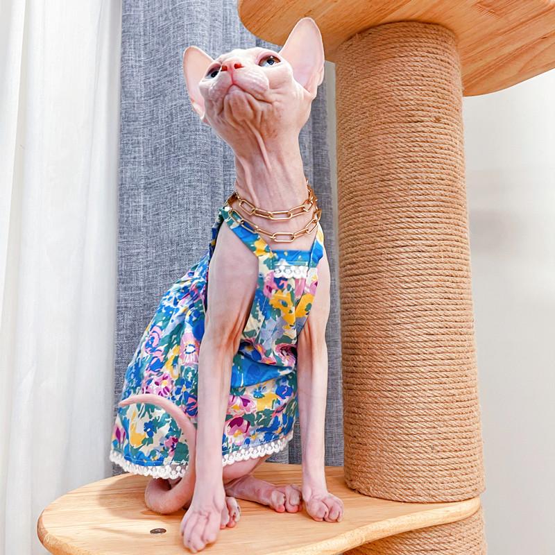 Summer Sphynx Cat Dog Clothes Luxury Princess Clothing For Hairless Cats Fancy Dress Kittens Vest Costume Puppy Skirt Cute