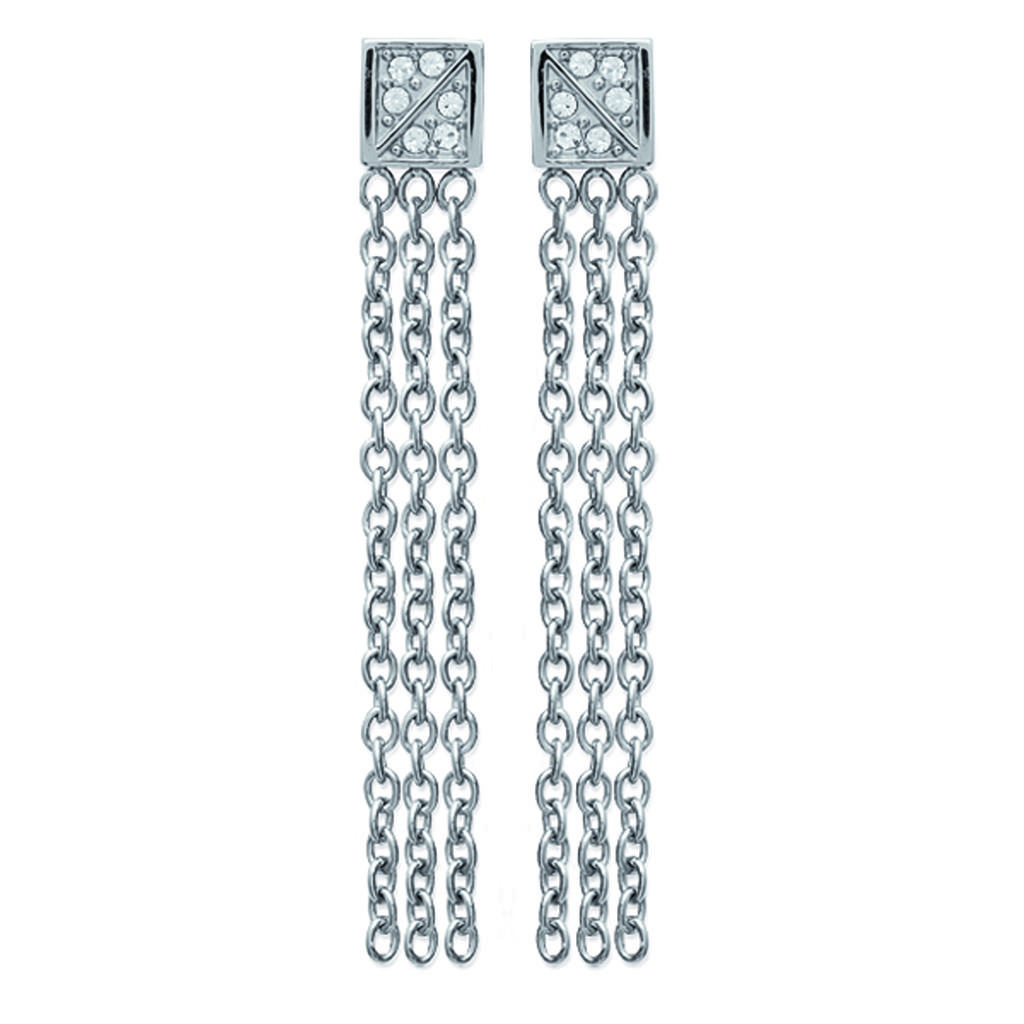 Les Trésors De Lily [N2599] - Silver White 'Carmen' Steel Earrings - 35 Cm