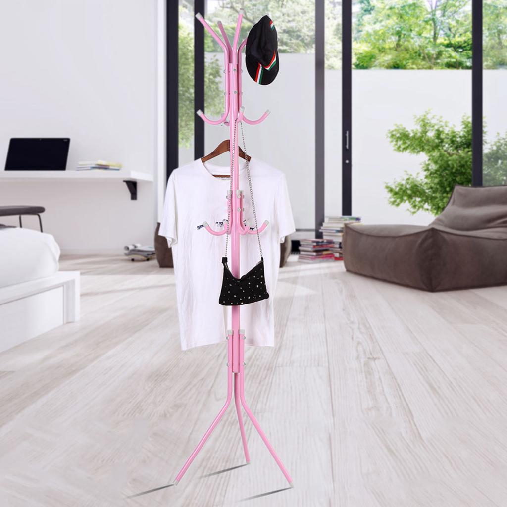 Много крючков металлическая вешалка для пальто шляпа стойка для дерева вешалка для сумок органайзер для дома спальня (розовый)