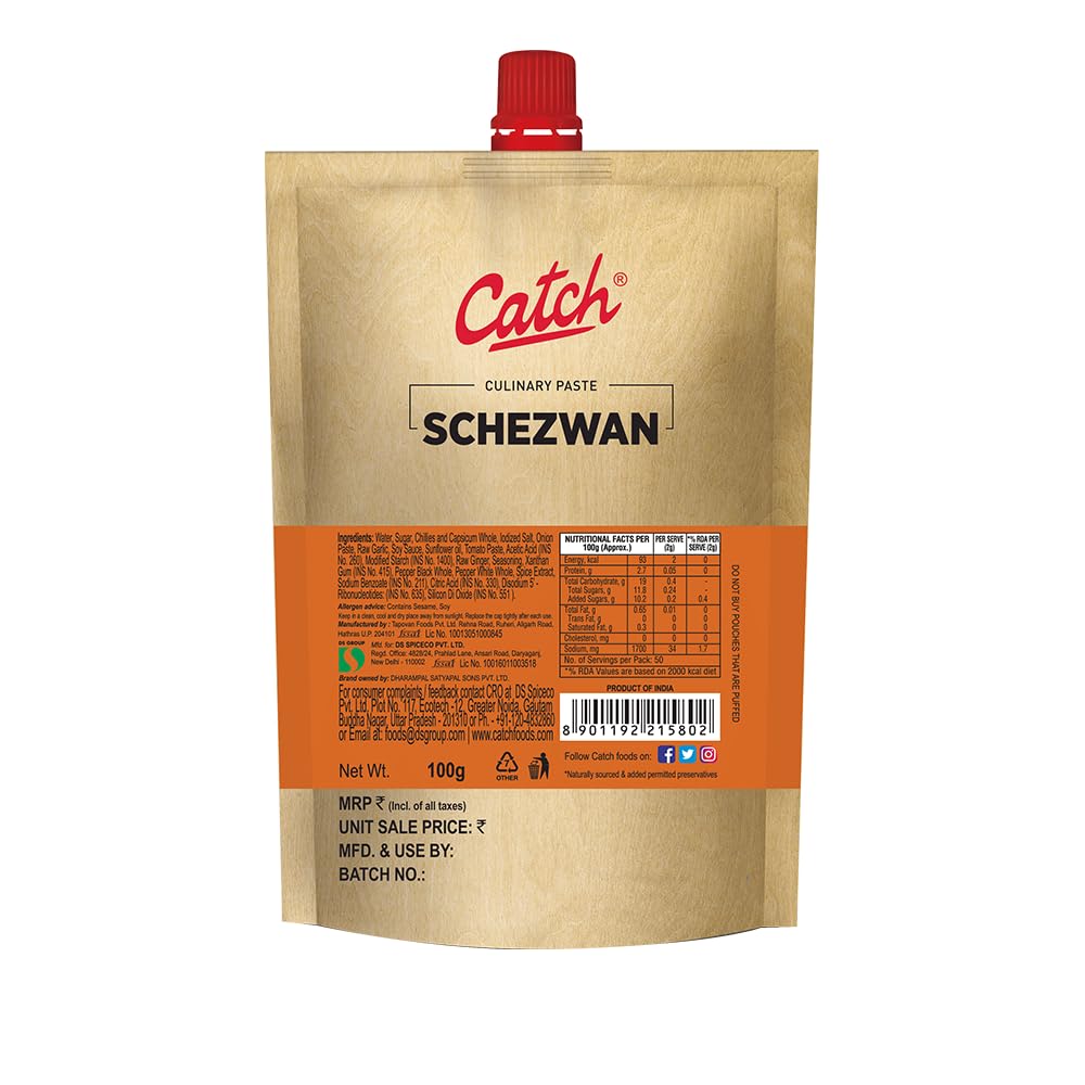 Catch Паста Шечуань 100 г Упаковка 1 Густой Зернистый Дип Спред Для Индо-Китайской Кухни