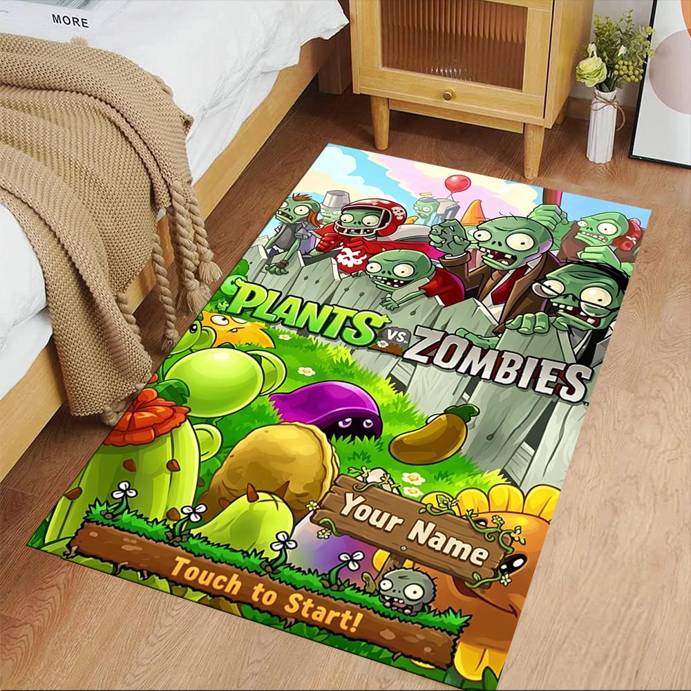 Plants Vs. Zombies Personalized Name Floor Mat Suitable for Dining Room Outdoor Decorate room Entryway Anti-slip Rug Office home decor