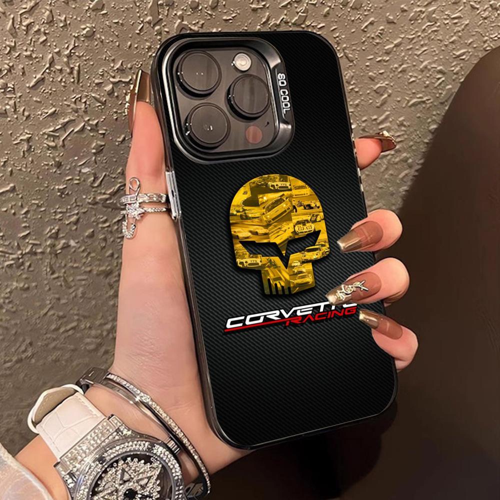 Роскошный чехол для телефона C-Corvettes для iPhone 16 15 14 13 12 11 X XR XS 8 7 Pro Max Plus Полупрозрачный чехол с цветной печатью Роскошный