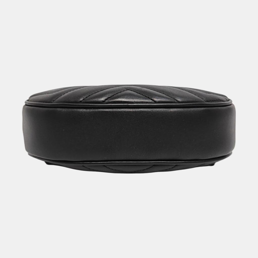 [Pre-Owned] Gucci Quilted Leather GG Marmont Matelassé Belt Bag 38/95 'Black' - Excellent #6JVJ8L