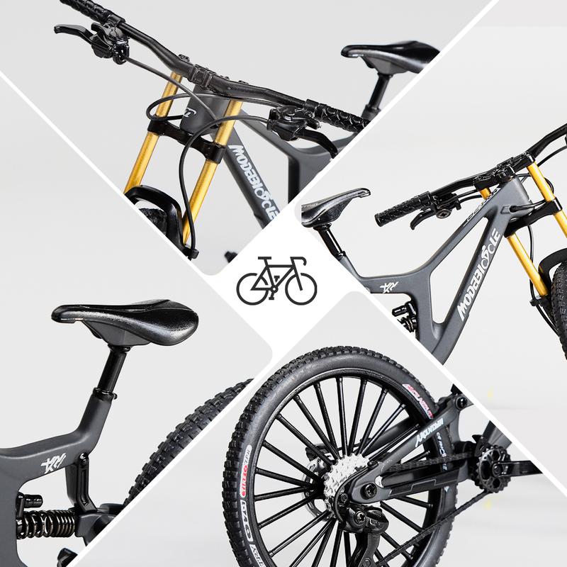 1:8 Alloy mountain bike model with base - features realistic gears and dual suspension, perfect for cycling enthusiasts