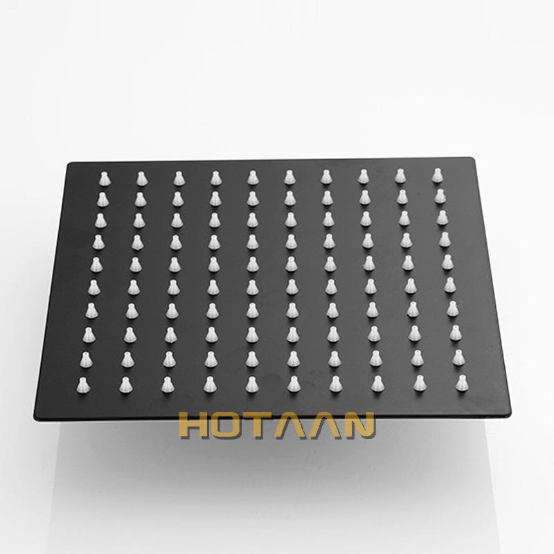 . Черная 8-дюймовая квадратная верхняя душевая лейка 20x20 см, нержавеющая сталь, душевая лейка для ванной комнаты Chuveiro