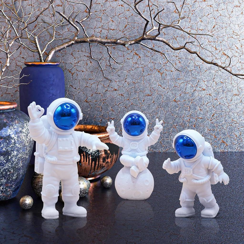 Polyvinyl Chloride 3Pcs Astronaut Action Figurine Home Decor Astronaut Statue Study Office Desk Decor Showpiece Gift Accessories