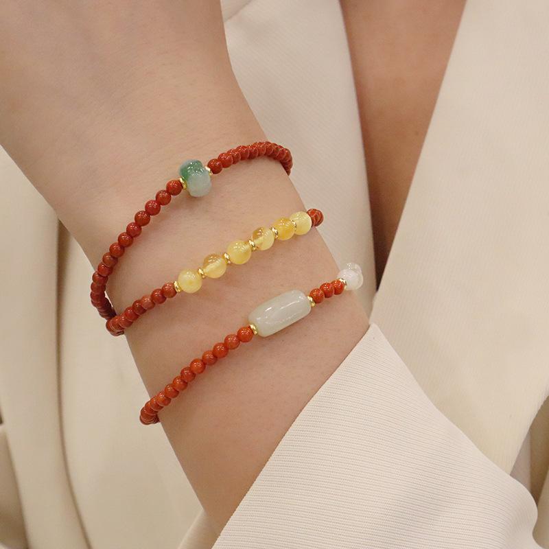 Natural Nanhong Agate Transfer Bracelet Fashion Women Daily Jewelry Lucky Gift