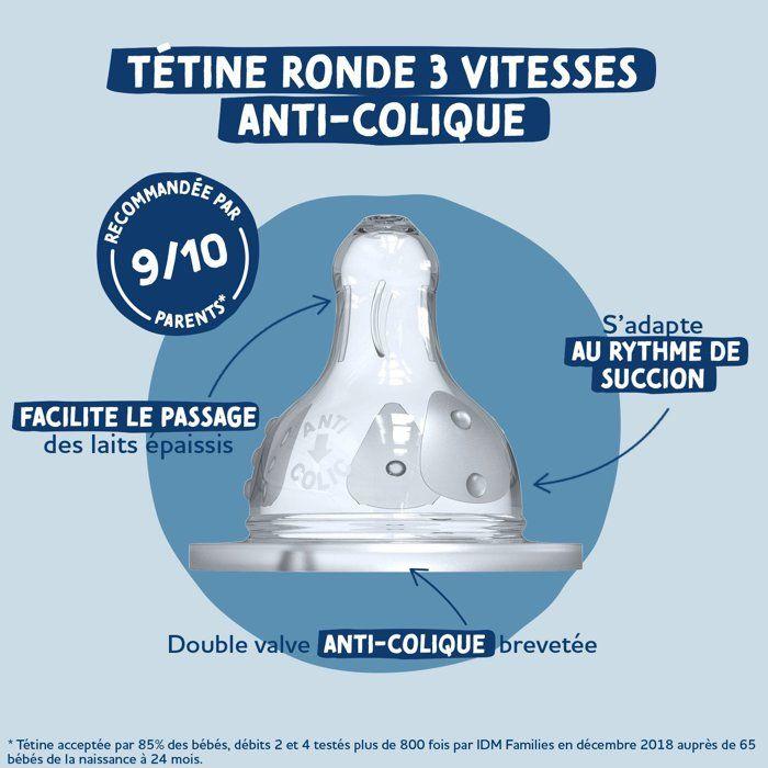 Biberon anti-colique - DODIE - 270 ml - Tétine ronde - 0-6 mois - 3 vitesses - Débit 2 - Vert