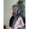 Houndstooth Pattern Anthracite Cotton Jacquard Shawl